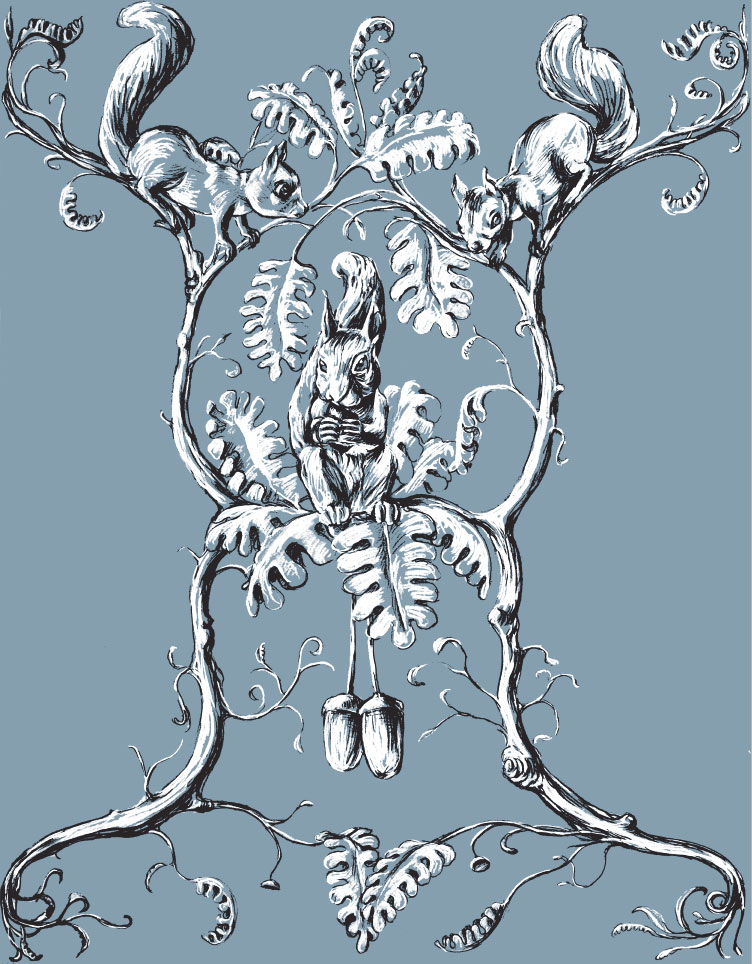 Nutty Squirrels wallpaper design by Simon Mee