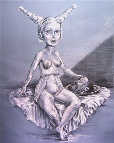Salome, 2010, chalk and charcoal on paper, 140x112cm