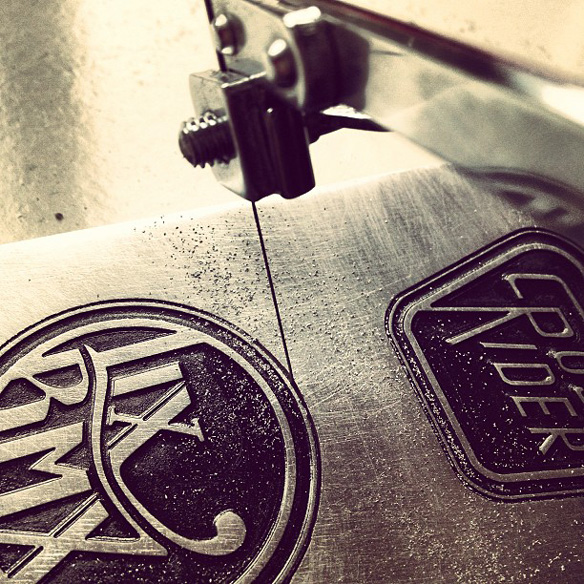 Cutting out custom bike head tube badges 