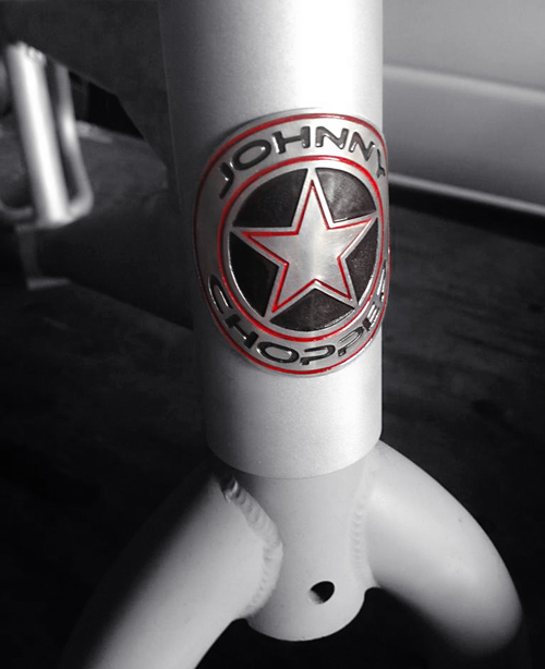 Johnny Chopper badge prototype finished and fitted
