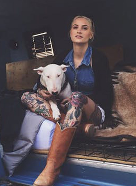 Designer & metal artist Meg Girard with Owen, 2015