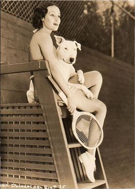 Actress Delores Del Rio with Ch. Faultless of Blighty, 1937