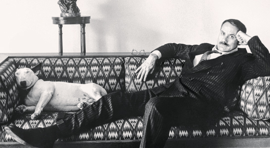 Author James Ellroy with Barko, 1994