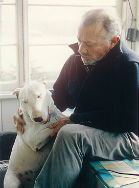 Author John Steinbeck with Angel, 1966