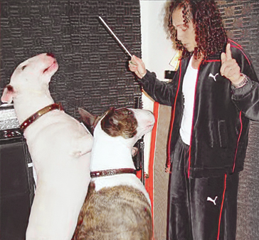 Musician Kirk Hammett (Metallica) with Darla and Hoku, 2002