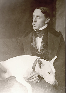 Poet Ralph Hodgson with Mooster, 1912